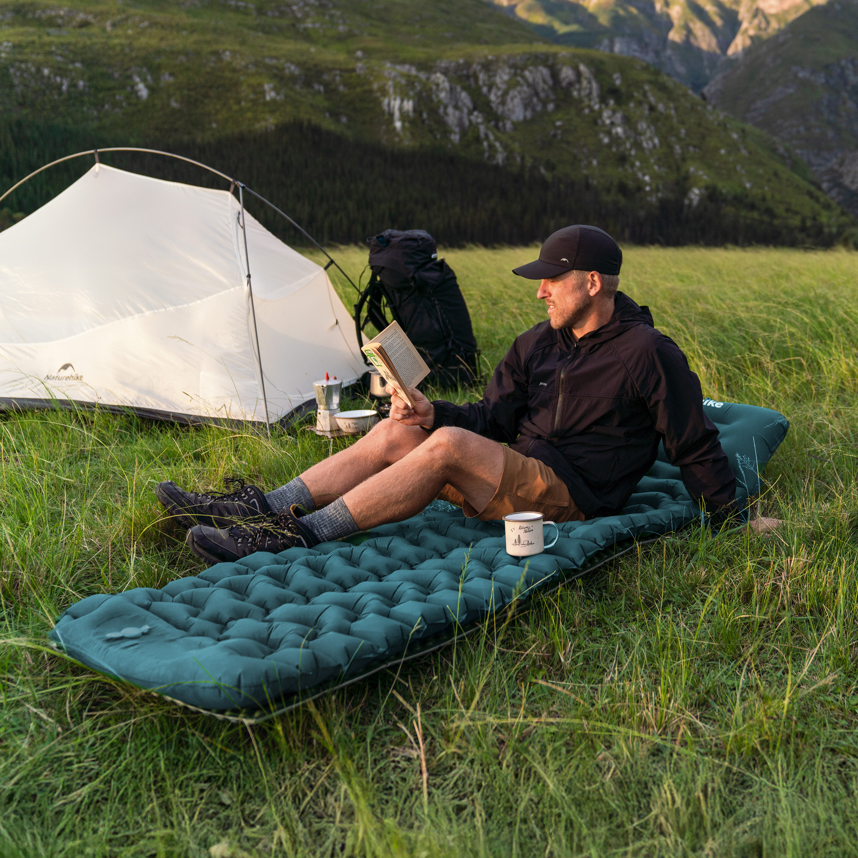 Naturehike nafukovací karimatka FC01 s nožní pumpou 680g - petrolejová